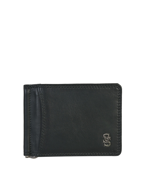 

Second SKIN Men Green Textured Leather Money Clip