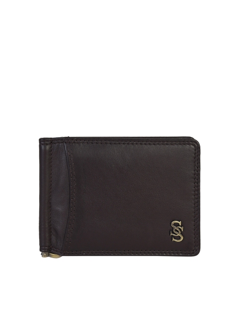 

Second SKIN Men Brown Textured Leather Money Clip