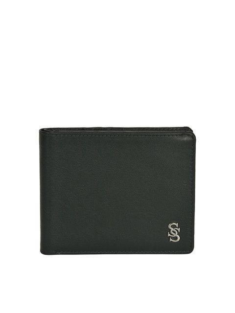 

Second SKIN Men Green Leather Two Fold Wallet
