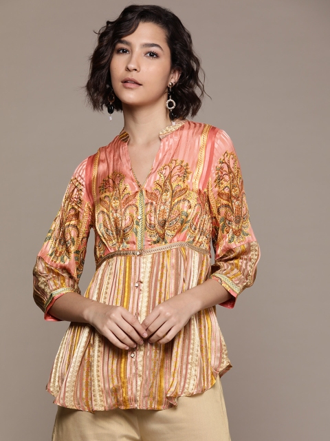 

Ritu Kumar Pink Printed V-Neck Kurti