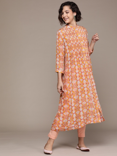 

Ritu Kumar Women Mustard Yellow & Off White Ethnic Motifs Printed Kurta