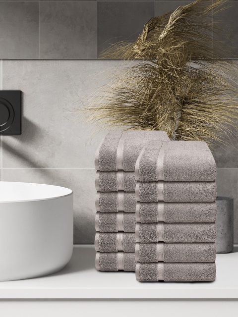 

Trident Pack Of 12 Grey Solid 500 GSM Pure Cotton Face Towels