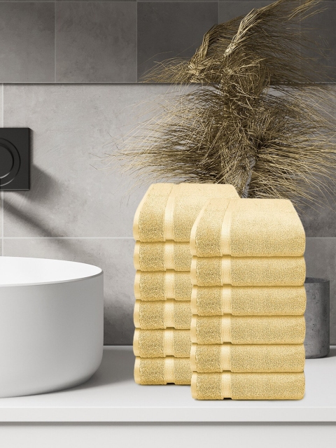 

Trident Set Of 12 Yellow Solid 500 GSM Pure Cotton Face Towels