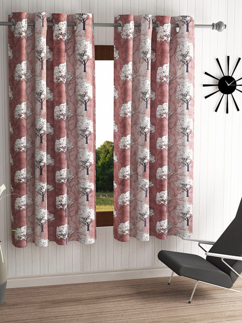 

Home Sizzler Brown & White Set of 2 Floral Window Curtain