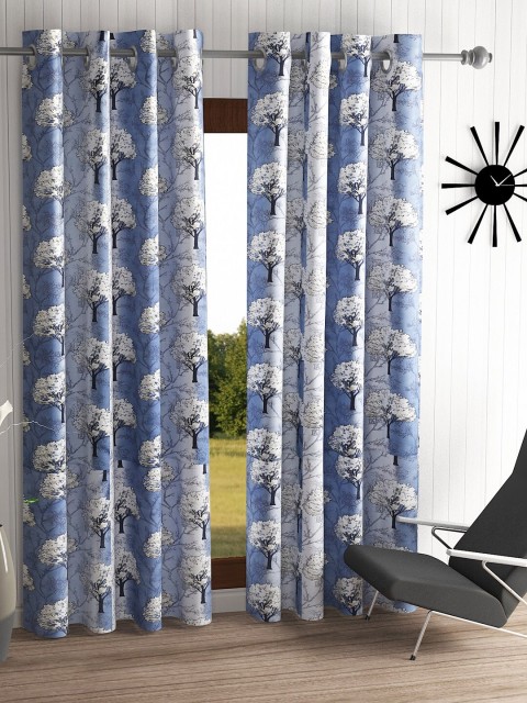 

Home Sizzler Blue & Grey Set of 2 Floral Long Door Curtain
