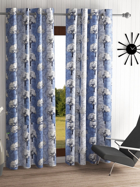 

Home Sizzler Blue & Grey Set of 2 Floral Door Curtain