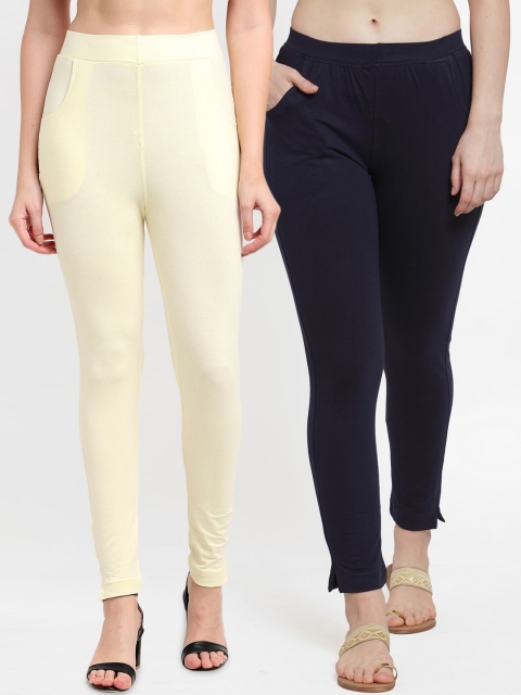 

TAG 7 Women Pack Of 2 Leggings, Cream