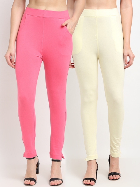 

TAG 7 Women Cream & Pink Pack of 2 Leggings