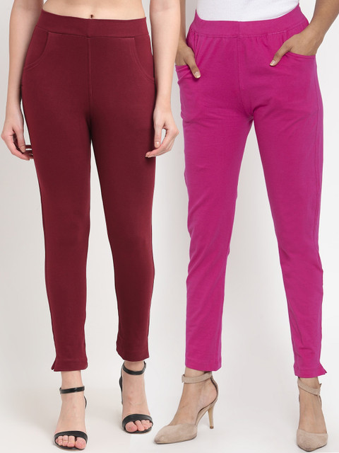 

TAG 7 Women Maroon & Magenta Pack of 2 Leggings