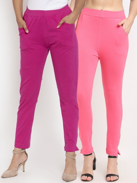 

TAG 7 Women Pink & Magenta Pack of 2 Leggings