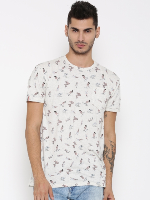 

Tommy Hilfiger Men Off-White Printed Round Neck T-shirt