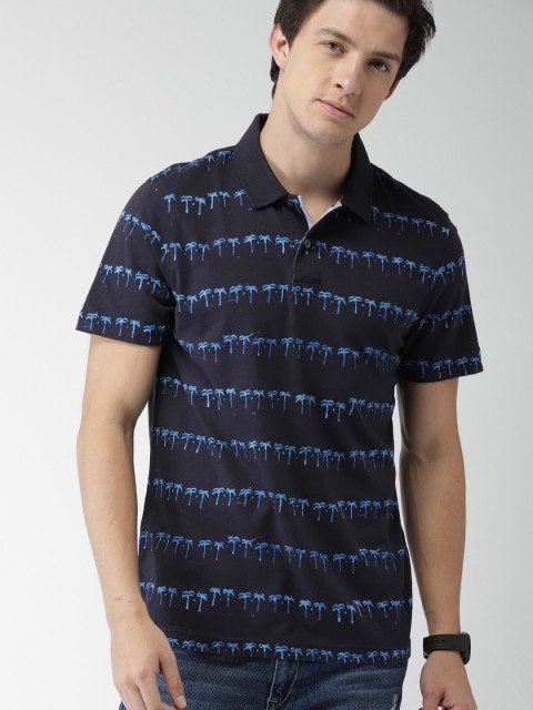 

Tommy Hilfiger Men Navy Printed Polo Collar T-shirt, Navy blue