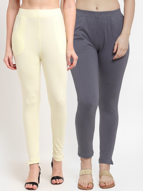 

TAG 7 Women Cream & Grey Pack of 2 Leggings