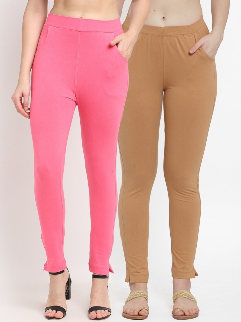 

TAG 7 Women Pink & Beige Pack of 2 Leggings