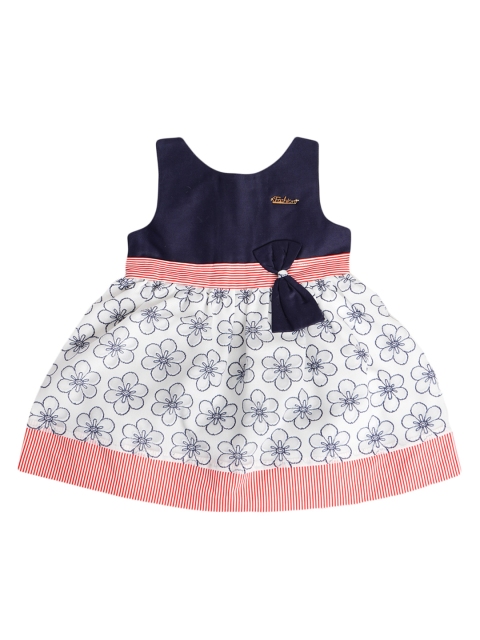 

Enfance Girls Navy Blue & White Floral A-Line Dress