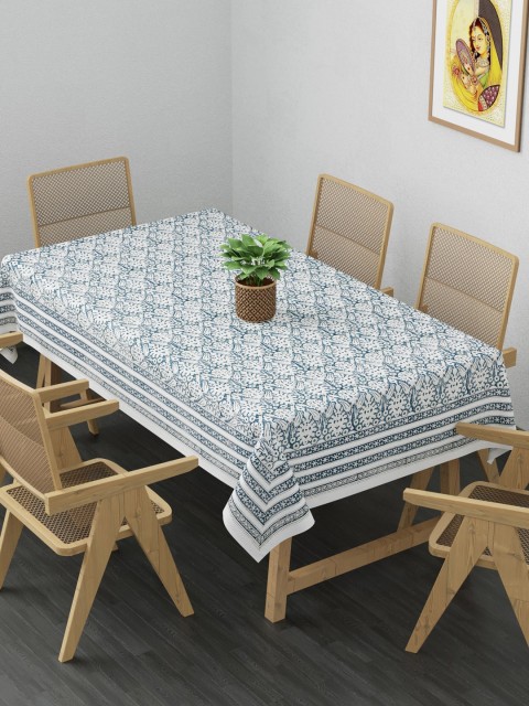 

Clasiko Blue & White Floral Printed Pure Cotton 6 Seater Table Cover