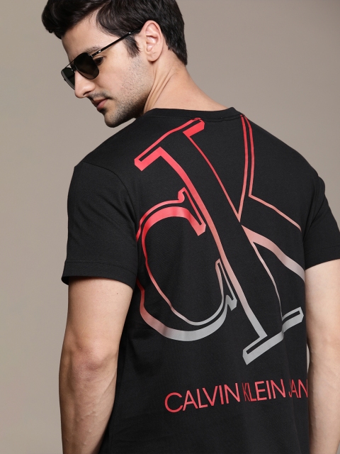 

Calvin Klein Jeans Men Black Brand Logo Printed Pure Cotton T-shirt