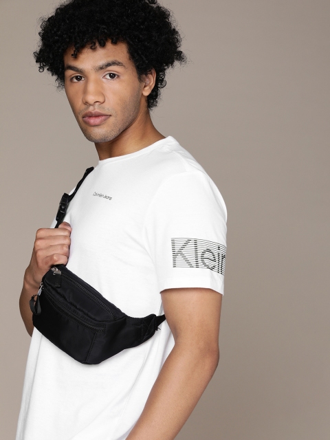 

Calvin Klein Jeans Men White Brand Logo Printed Pure Cotton Casual T-shirt