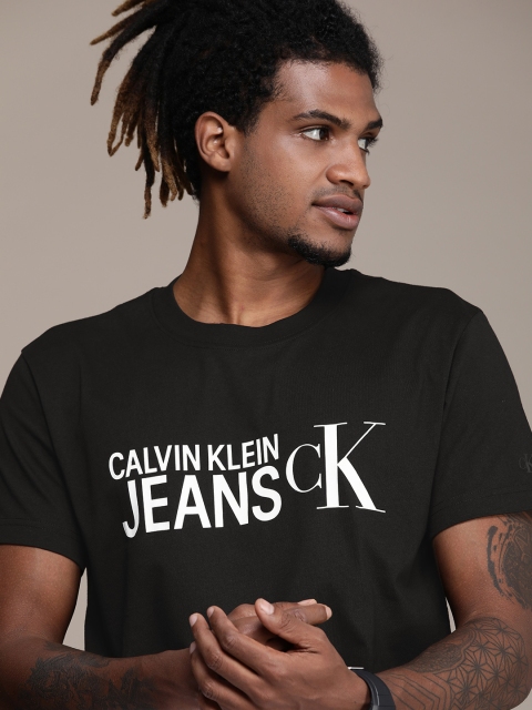 

Calvin Klein Jeans Men Black Brand Logo Printed T-shirt