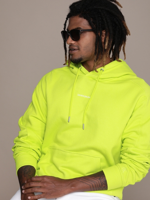 

Calvin Klein Jeans Men Fluorescent Green Hooded Organic Cotton Sweatshirt