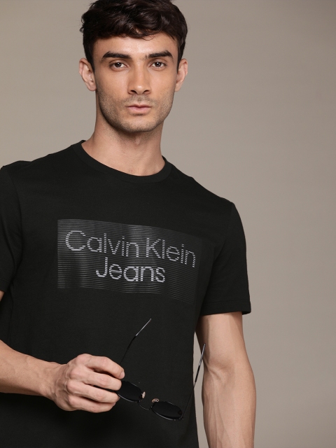 

Calvin Klein Jeans Men Black Brand Logo Printed T-shirt