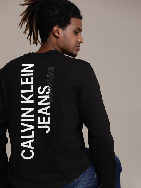 

Calvin Klein Jeans Men Black Brand Logo Printed Organic Cotton T-shirt