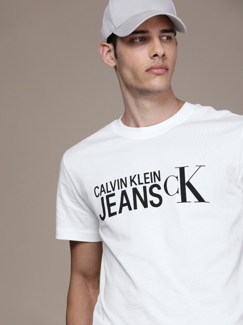 

Calvin Klein Jeans Men White Brand Logo Printed T-shirt