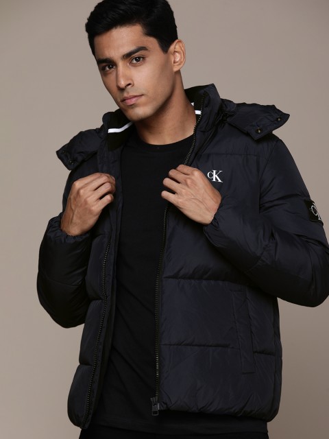 

Calvin Klein Jeans Men Navy Blue Puffer Jacket with Detachable Hood