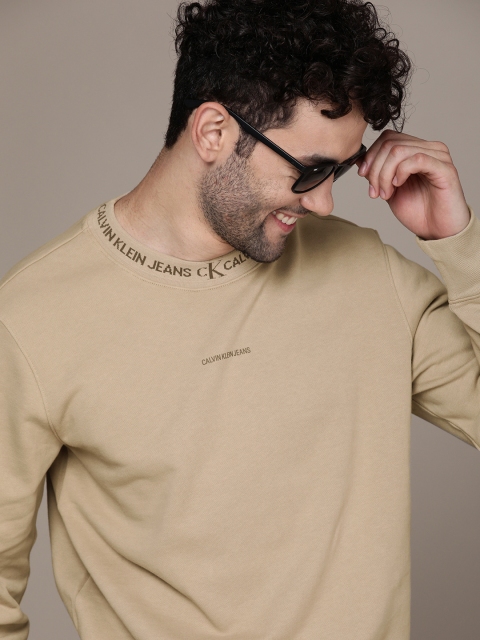 

Calvin Klein Jeans Men Beige Brand Logo Printed Sweatshirt