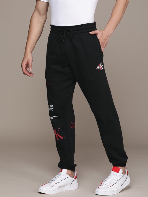 

Calvin Klein Jeans Men Black Brand Logo Printed Joggers