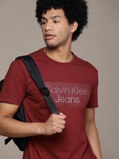 

Calvin Klein Jeans Men Maroon Typography Printed T-shirt