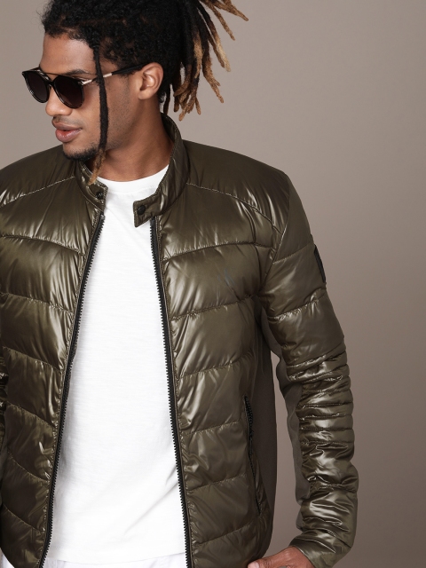

Calvin Klein Jeans Men Olive Green Solid Lightweight Puffer Jacket