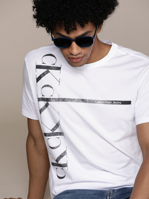 

Calvin Klein Jeans Men White Brand Logo Printed T-shirt