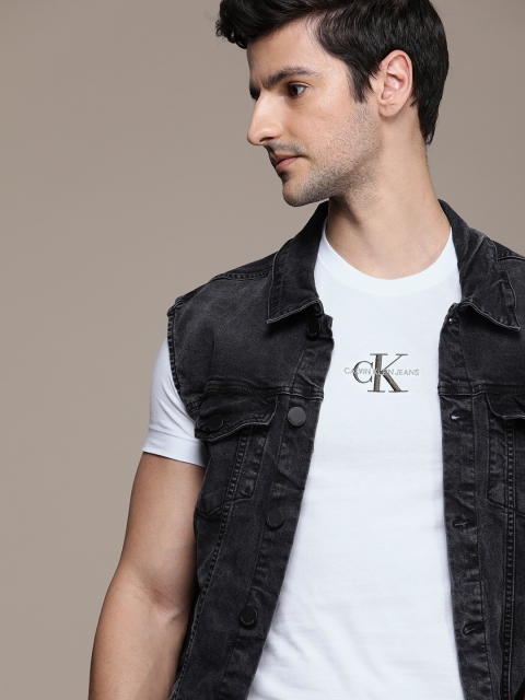 

Calvin Klein Jeans Men White Brand Logo Printed T-shirt