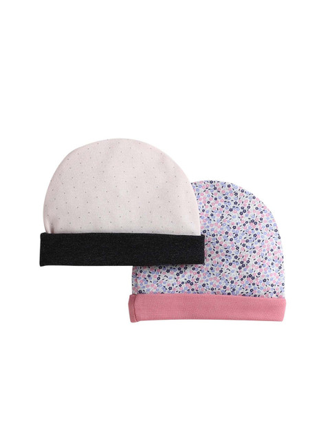 

BUMZEE Unisex Kids Pack Of 2 Printed Beanie, Pink