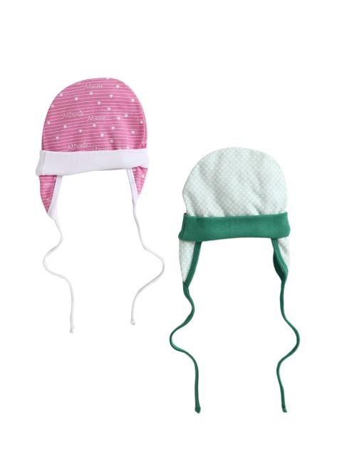 

BUMZEE Unisex Kids Pack Of 2 Printed Beanie, Pink