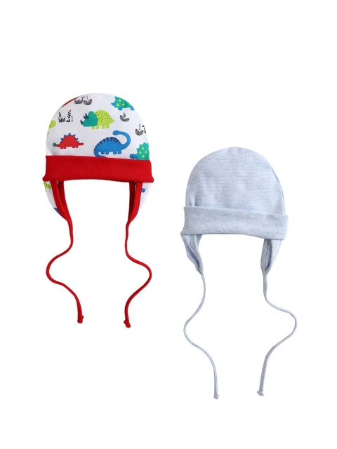 

BUMZEE Unisex Kids Pack Of 2 Printed Beanie, White
