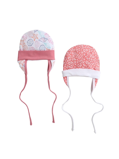 

BUMZEE Unisex Kids Pack Of 2 Printed Beanie, Pink