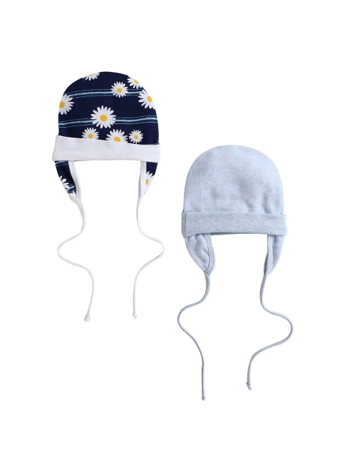 

BUMZEE Unisex Kids Pack Of 2 Printed Beanie, Navy blue