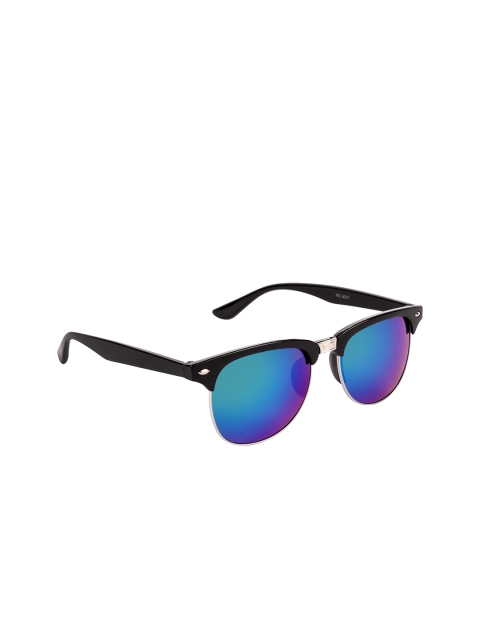 

NuVew Unisex Green Lens & Black Browline Sunglasses - 16122-28-NW-X8007-Mirror Green-Blue