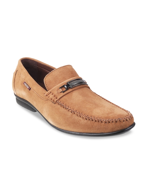 

Mochi Men Tan Brown Solid Leather Formal Loafers