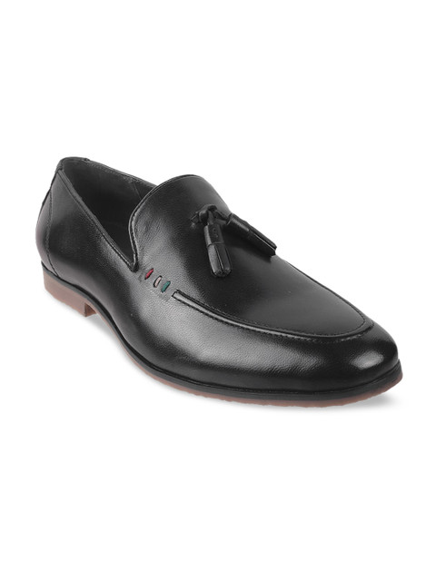 

Mochi Men Black Solid Leather Formal Loafers