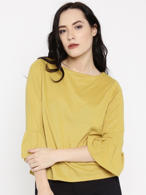

ONLY Women Mustard Yellow Solid Top