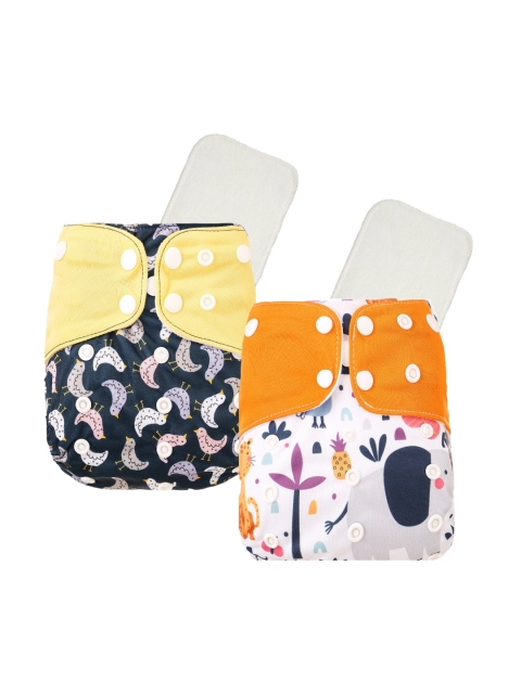 

GUCHIGU Kids Pack Of 2 White & Blue Cloth Washable Diapers
