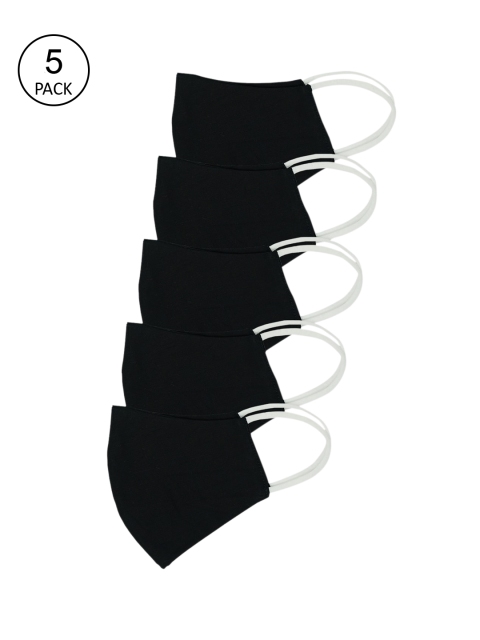 

Trident Unisex Pack of 5 Black Solid 2-Ply Reusable Cloth Masks
