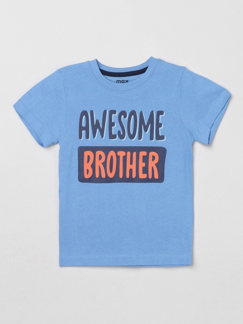 

max Boys Blue Typography Printed T-shirt