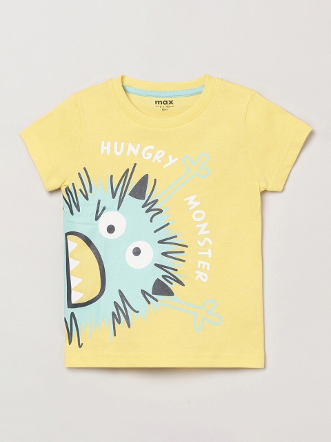 

max Boys Yellow and Green Graphic Printed T-shirt