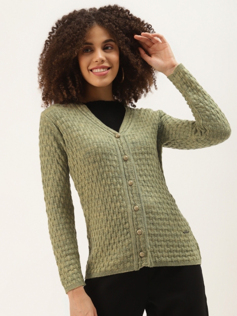 

Duke Women Green Basket Weave Cardigan