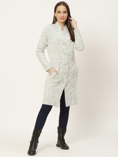 

Duke Women White & Green Woven Design Longline Cardigan
