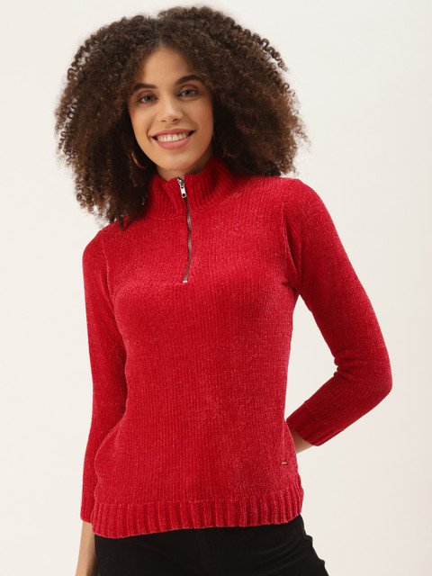 

Duke Women Red Self Striped Pullover